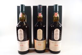 3 bottles of whisky comprising: 1 bottle of Lagavulin 16 year old whisky, 43% proof, 750ml,