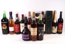 Twelve bottles of Cognac, red wine,