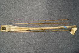A Hardy four piece cane rod with original canvas bag
