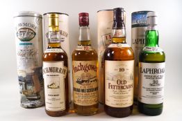 5 bottles of whisky comprising : 1 Old Fettercairn (1 litre, 40% proof,
