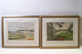 John Morland, Golf Courses, set of six hand coloured lithographs,