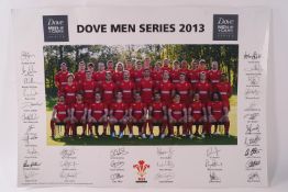 A signed photograph of the Welsh rugby team 2013