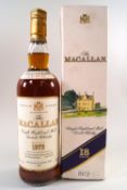 Macallan 18 year old whisky, 1972, 43% proof,