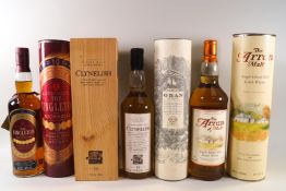 4 bottles of whisky comprising : 1 The Arran (1 litre, 43% proof,