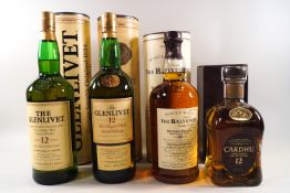 4 bottles of whisky comprising : 1 Balvenie 10 year old (1 litre, 43% proof,