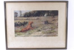 Early 20th century, Gamekeeper and his Dog, coloured print, 36.