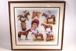 A Ray Miller limited edition horse racing print and a Peter Deighton limited edition print