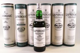 6 bottles of Laphroaig whisky, 43% proof, 1 litre,