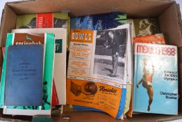 Two boxes of sporting books; cricket, horse racing, golf, football, bowls magazines 1957-58 (12),