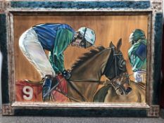 A J Dent, Jockeys, oil on canvas,