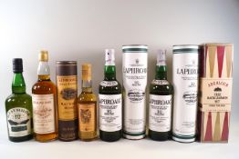 6 bottles of whisky comprising : 2 Laphroaig 10 year (700ml, 40% proof,