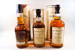 3 bottles of whisky comprising : 1 Balvenie 10 year old (1 litre, 43% proof,
