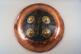 A 19th century Sudanese copper mounted turtle shell shield,