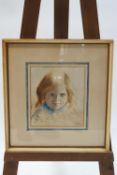 English School, (20th century), 'Portrait of a Little Girl', watercolour, indistinctly signed,