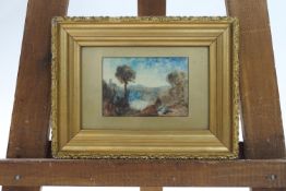 After J M W Turner, landscape, watercolour on ivorine,