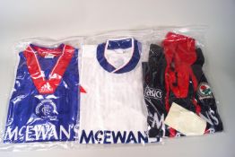 Football shirts - Blackburn Rovers, Rangers white & blue, France, Aston Villa (2), Barcelona,