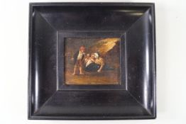 English School, early 19th century, Study of a group of four people, oil on canvas, laid to board,