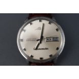 A Mido chronometer stainless steel wrist watch with leather strap. Reference 5049 / 5300173 46.