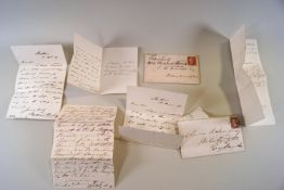 Five 19th century letters with red one penny stamps