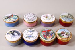 Eight enamel trinket boxes by various makers including Halcyon Days and Crummles, 4.