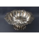 A silver pierced comport on flared foot, 19cm diameter, Birmingham 1905,