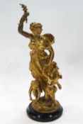 A 19th century Spelter figure group of a lady and two children,