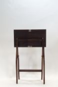 An early 20th century mahogany portable folding desk, 95cm high x 56cm wide x 9.