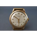 A 1950's J W Benson Gentleman's 9ct gold cased with gold plate linked bracelet.64.