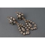 A pair of George III diamond drop earrings illusion set with old rose cut diamonds.