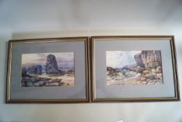 English School, early 20th century, Coastal scenes, watercolour, a pair,