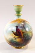 A Royal Worcester vase, painted with pheasants, signed C V White, 15.