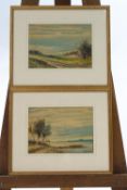 Abraham Hulk Junior (1851-1922), Landscapes, watercolours, a pair, signed, 17cm x 23.