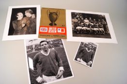 Football - Nobby Stiles, signed 8 x 10" and postcards, unsigned press stills M U 1966 (2),