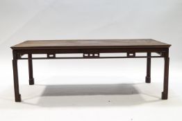 A mahogany coffee table with pierced frieze in Chinese style, 43cm high x 121.