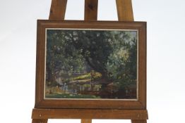 Joseph Edward Hennah 1896-1963, Study of an artist working in a landscape, oil on canvas board,