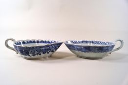 Two late 19th century Chinese porcelain sauce boats,