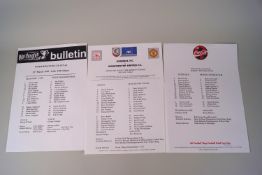 Football, official press Team sheets, 1990's, England, Euro 1996,