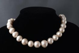 A string of freshwater cultured pearls measuring from 12.0mm to 15.