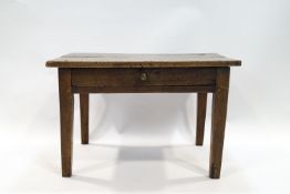 An 18th century and later elm low table, 47cm high x 74cm wide x 46.