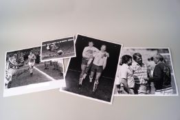 Football - signed 8 x 10" Press photos including Gordon Banks (7), Dave Mackay with Cup (2),