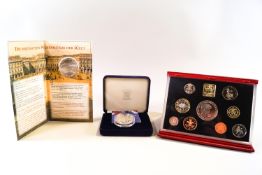 A Royal Mint 1999 United Kingdom proof set; a silver proof 100th anniversary Entente Cordiale coin,