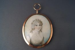 Samuel Shelley (1756-1808), portrait miniature of a lady wearing a white dress,