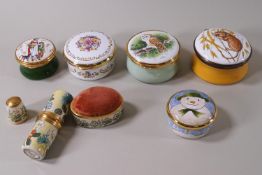 Five enamel trinket boxes including Kingsley and Border Fine Arts,
