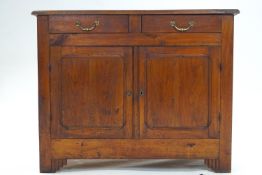 A Victorian mahogany display cabinet on a cupboard base with two short drawers and two cupboard