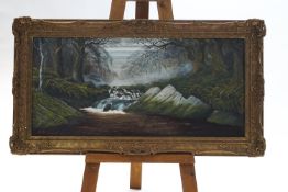 A M Vincent, River landscape, oil on canvas, signed lower left,