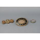 A Mourning brooch, a paste stone ring and a lava cameo brooch 22.