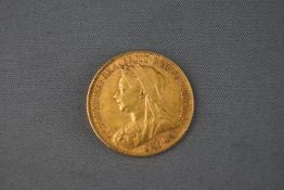 A 22ct yellow gold full sovereign coin, dated 1899 8.