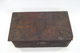 A 17th century and later Bible box, 22cm high x 74cm wide x 42.