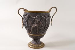 A mid Victorian Elkington vase, after a design Benjamin Schlick, copying an item found in Pompeii,