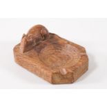 A Mouseman of Kilburn carved oak ash tray 10 cms